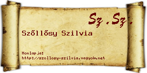 Szőllősy Szilvia névjegykártya
